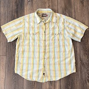 Topo Ranch Western Stake Your Claim Plaid Short Sleeve Button Down Shirt Mens XL